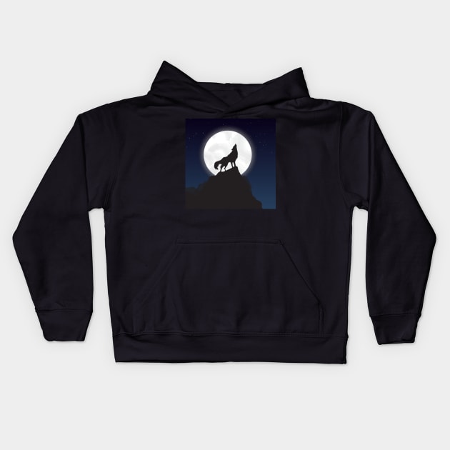 Wolf Howling Kids Hoodie by MaiKStore